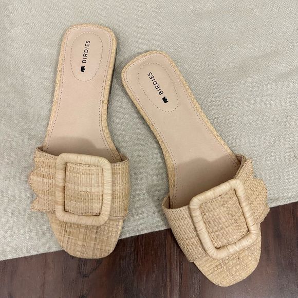 NWOB BIRDIES Kiwi Slide Sandal in Wheat Raffia *Out of Stock*